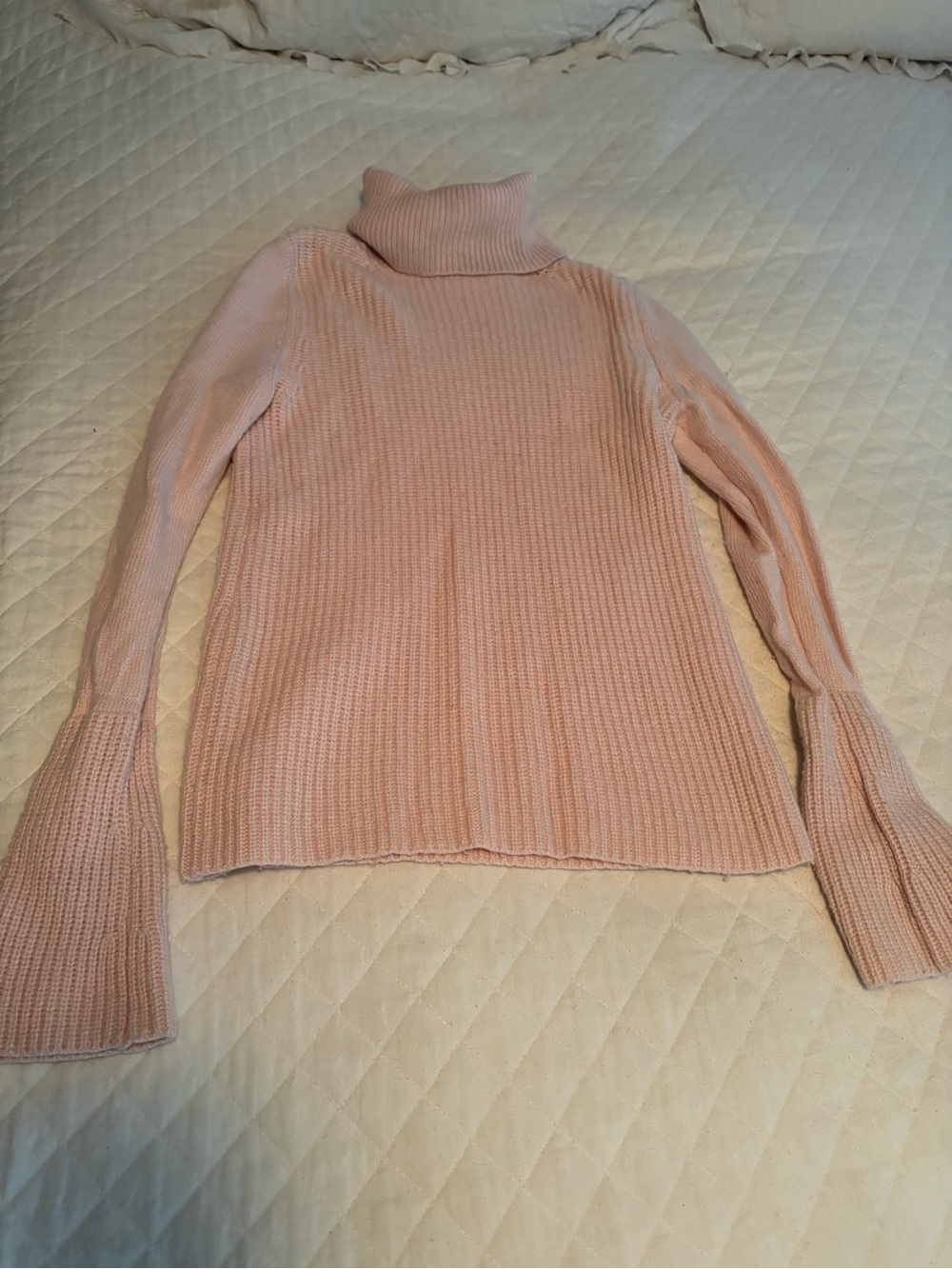 White House Black Market Pink Ribbed Turtleneck Sweater